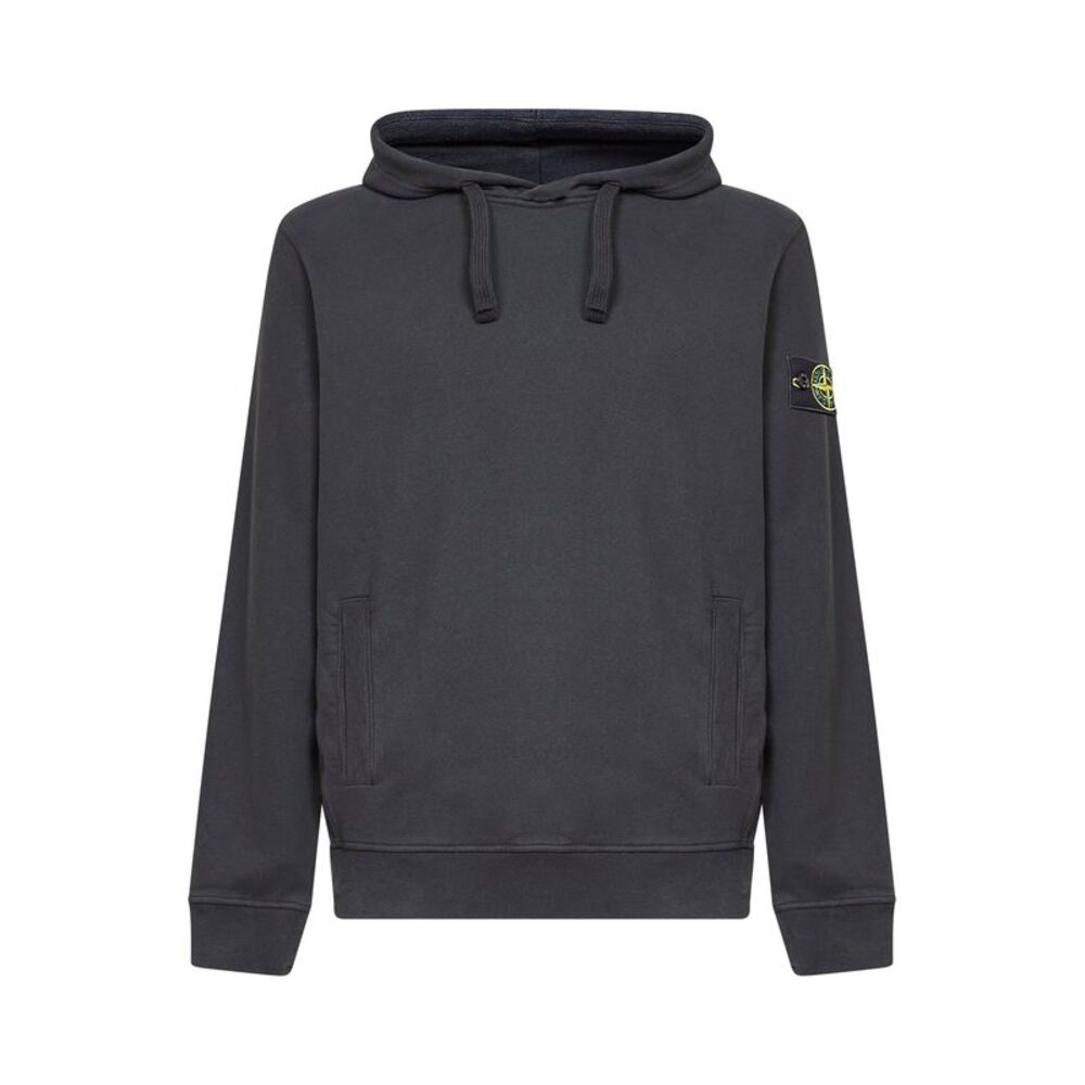 Stone Island Men Black Stretch Organic Cotton Hoodie